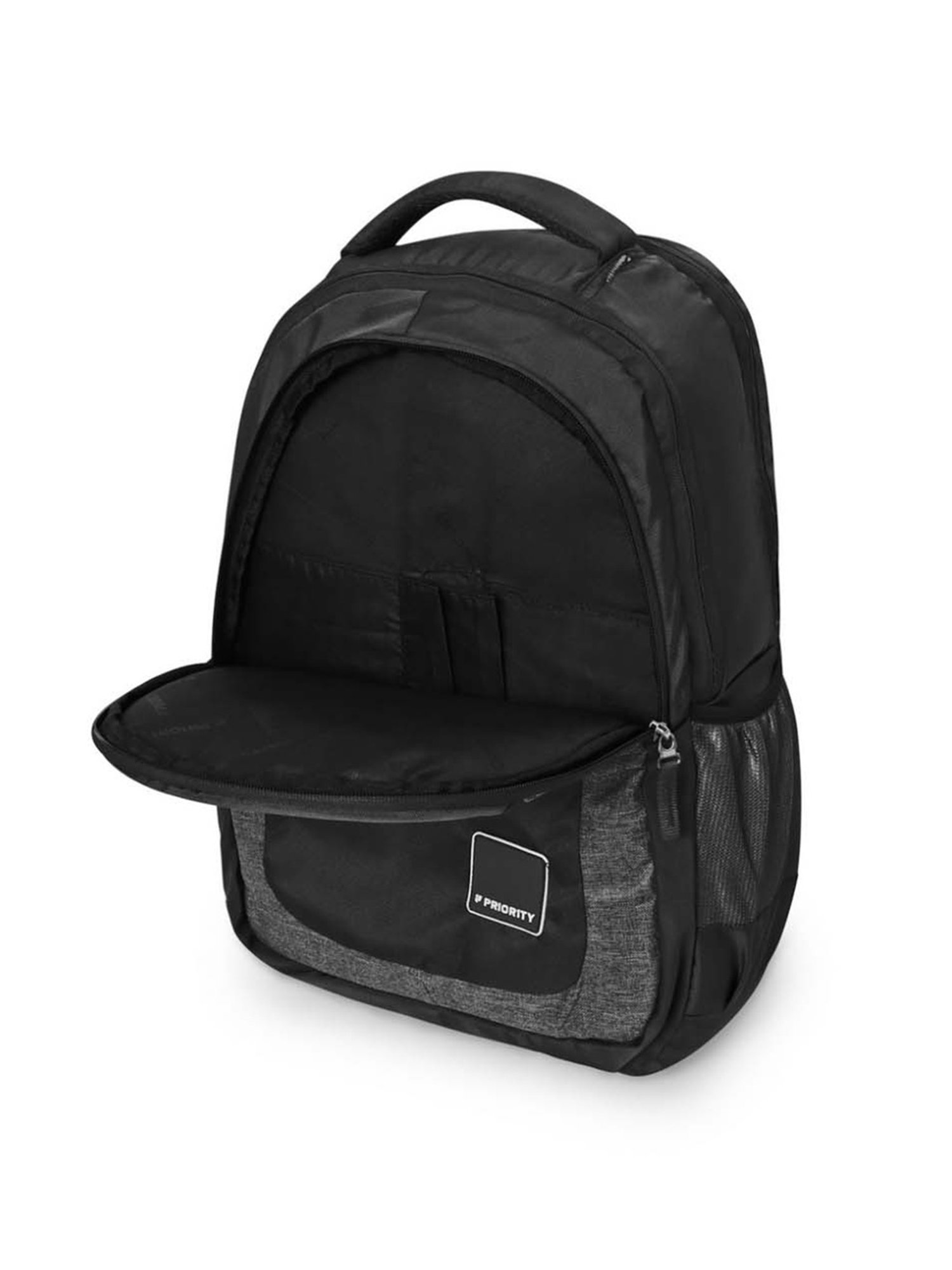 Priority Genius Black & Grey Polyester Solid Backpack - 29.44 Ltrs