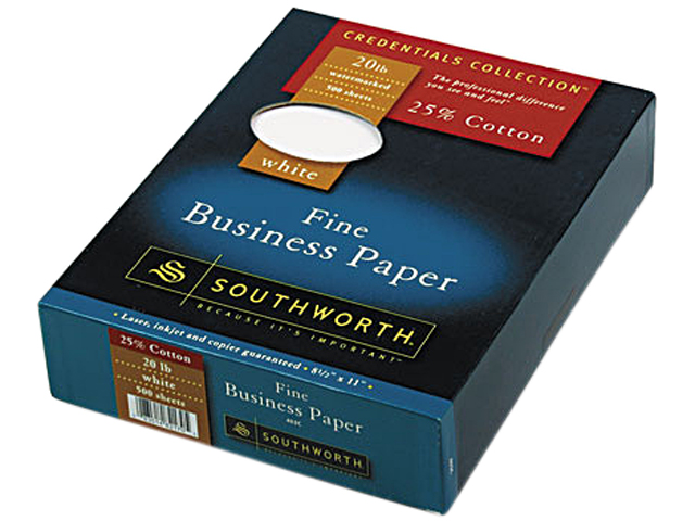 Southworth 403C 25% Cotton Business Paper, 20 lbs., 8-1/2 x 11, White, 500/Box