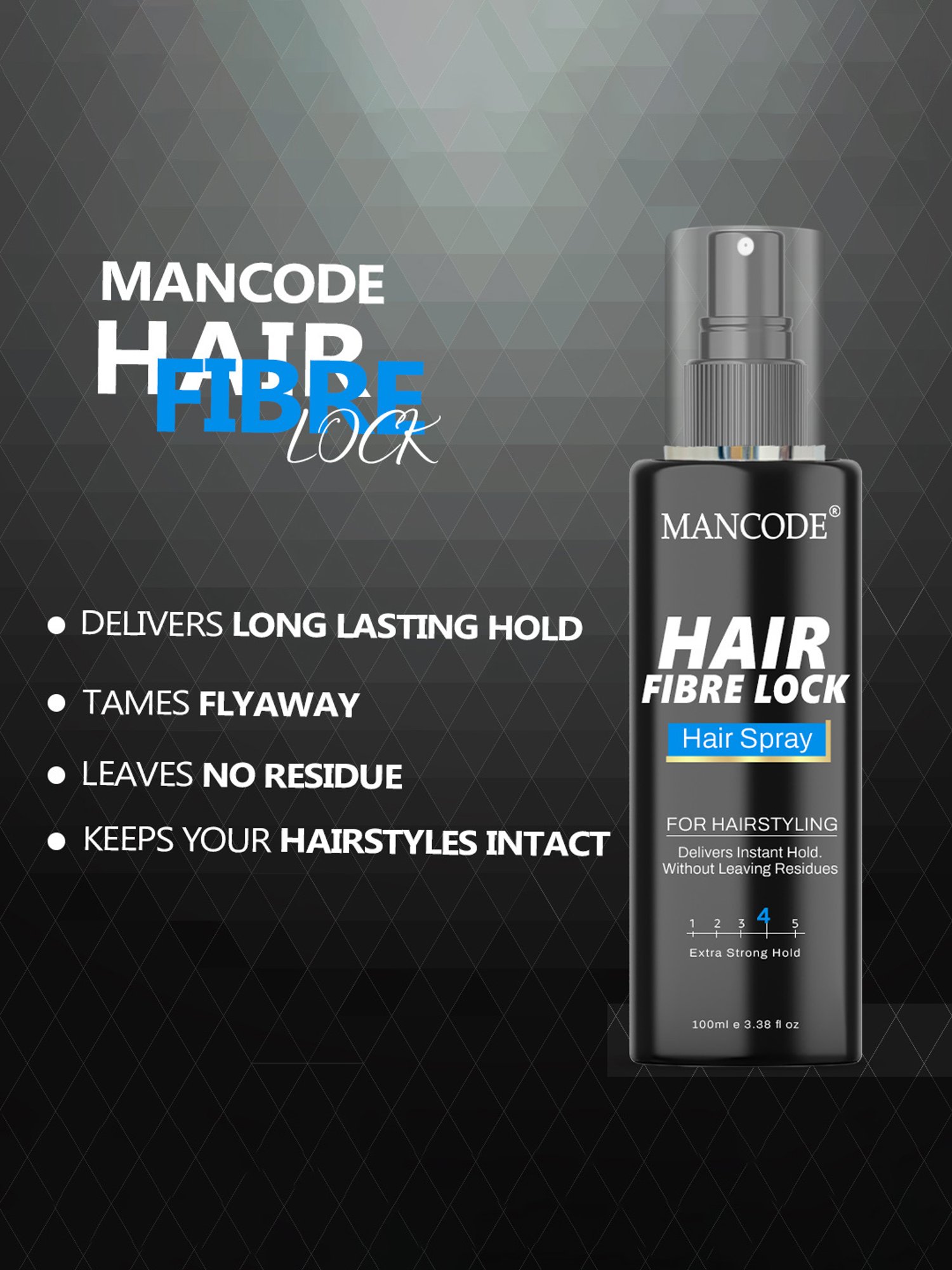 Mancode Hair Fibre Lock Hair Spray For Hair Styling - 100 ml
