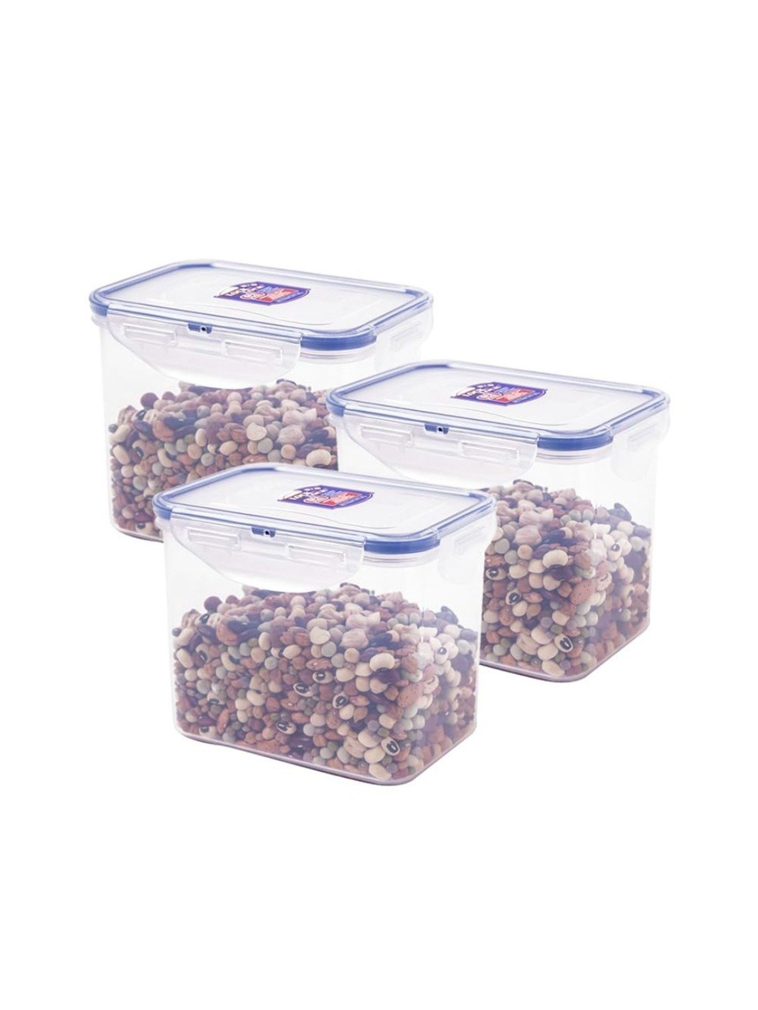 Lock & Lock Transparent Plastic Airtight Food Storage Containers with Lid - Set of 3