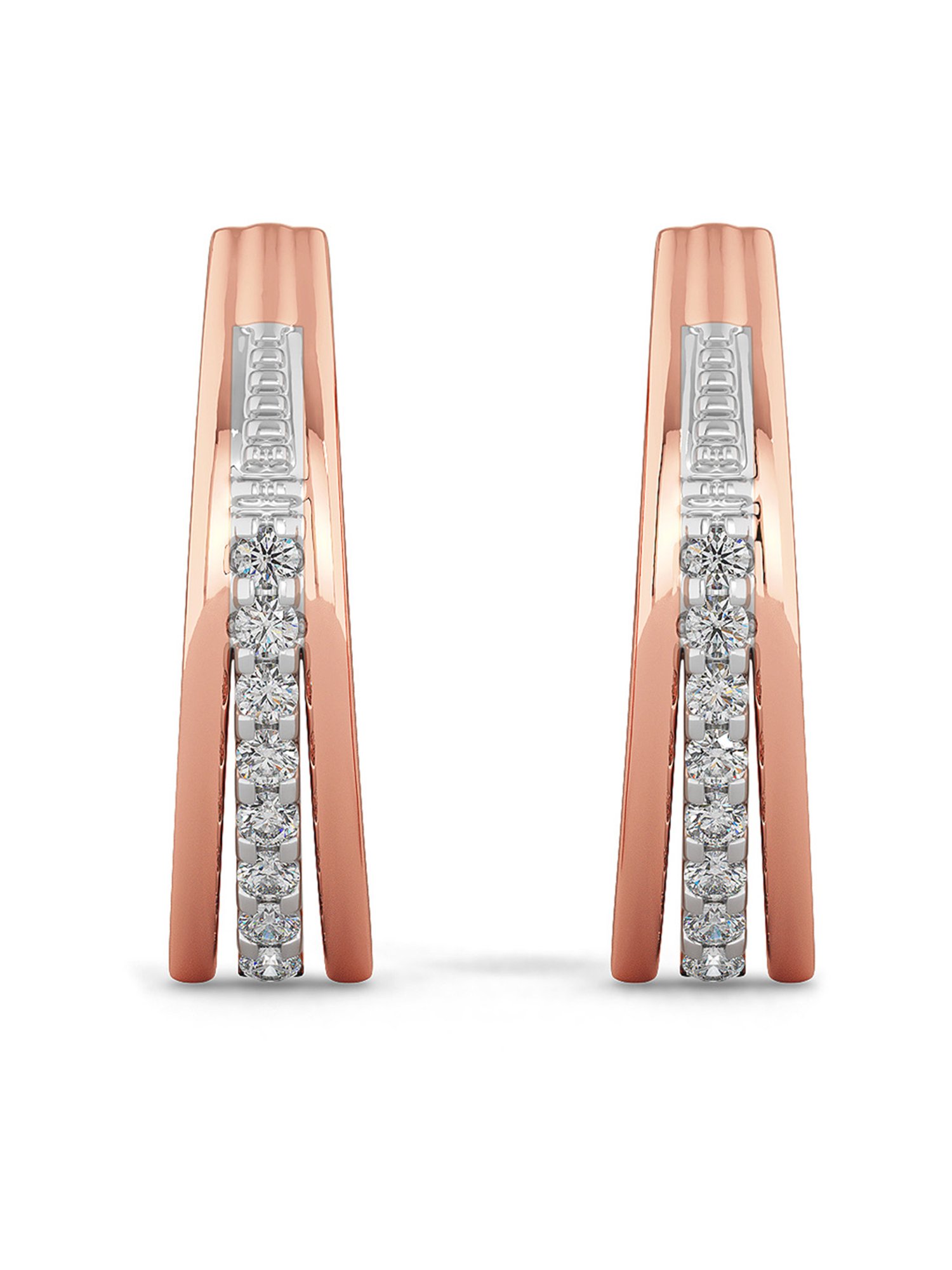 Joyalukkas 18k Rose Gold & Diamond Hoop Earrings