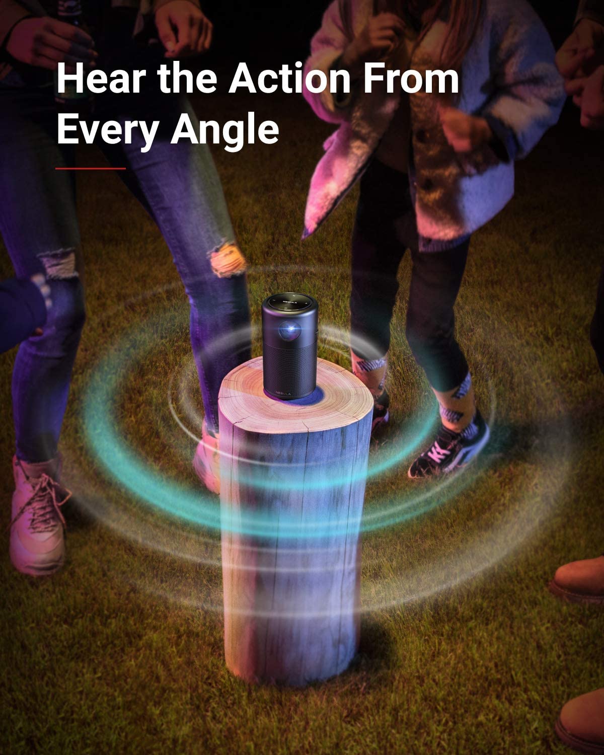 Nebula Capsule, by Anker, Smart Portable Wi-Fi Mini Projector, 100 ANSI lm Pocket Cinema, DLP, 360&deg; Speaker, 100" Picture, 4-Hour Video Playtime, and App-Watch Anywhere