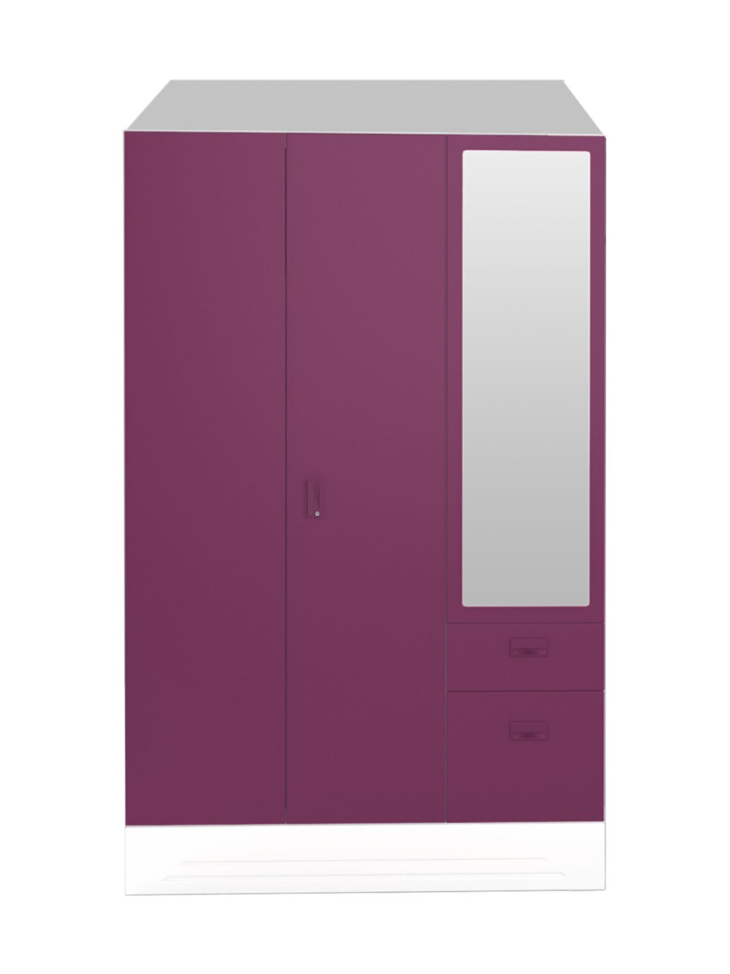 Godrej Interio Slimline Blend 3-Door Almirah, Textured Purple (1-Year Warranty, 1 Locker, 3 Drawers)