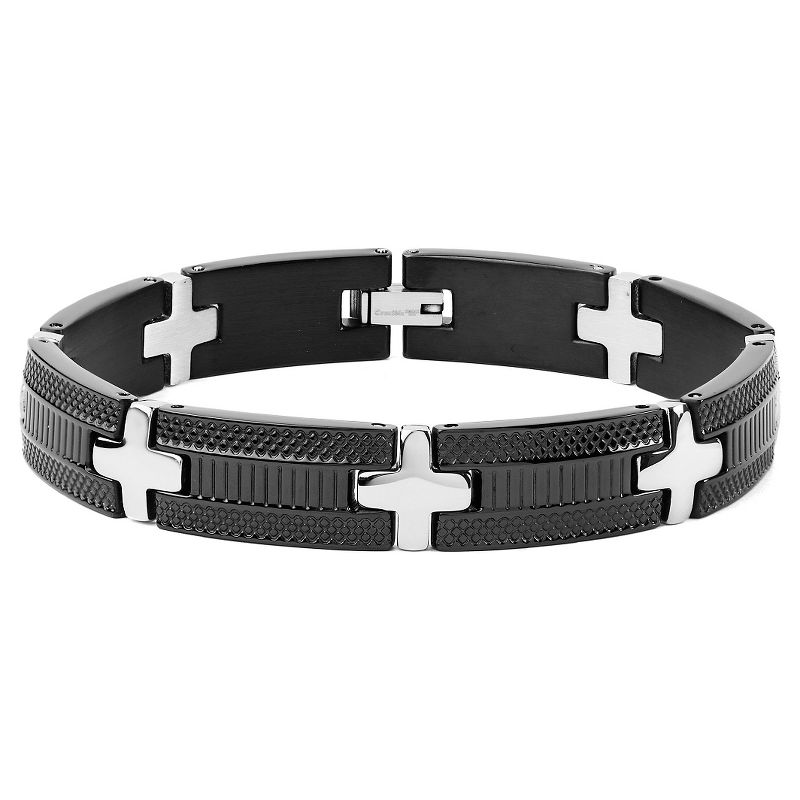 Men's Crucible Blackplated Stainless Steel Textured Link Bracelet