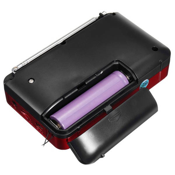 Portable Mini FM Radio Speaker Music Player TF Card U-Disk Reader W/ 18650# Rechargeable Battery