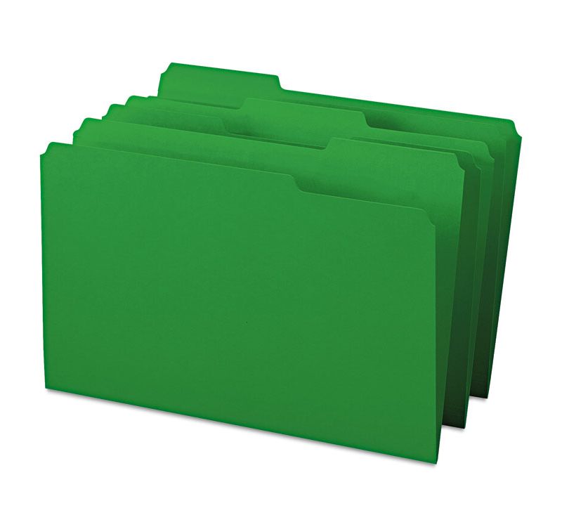 Smead File Folders 1/3 Cut Top Tab Legal Green 100/Box 17143
