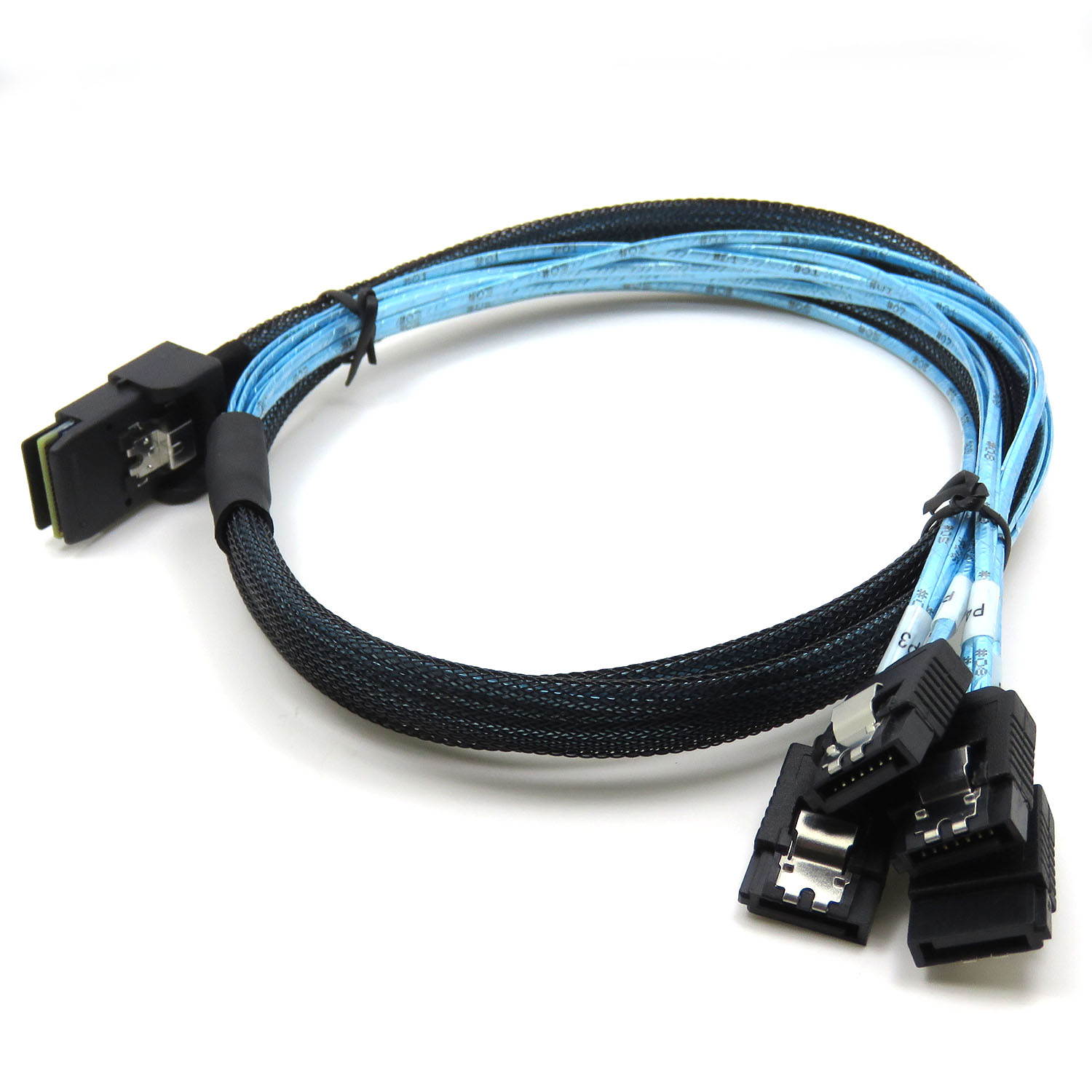 CableDeconn SFF-8087 Mini SAS 4i 36P to 4SATA 7P black Cable 50CM