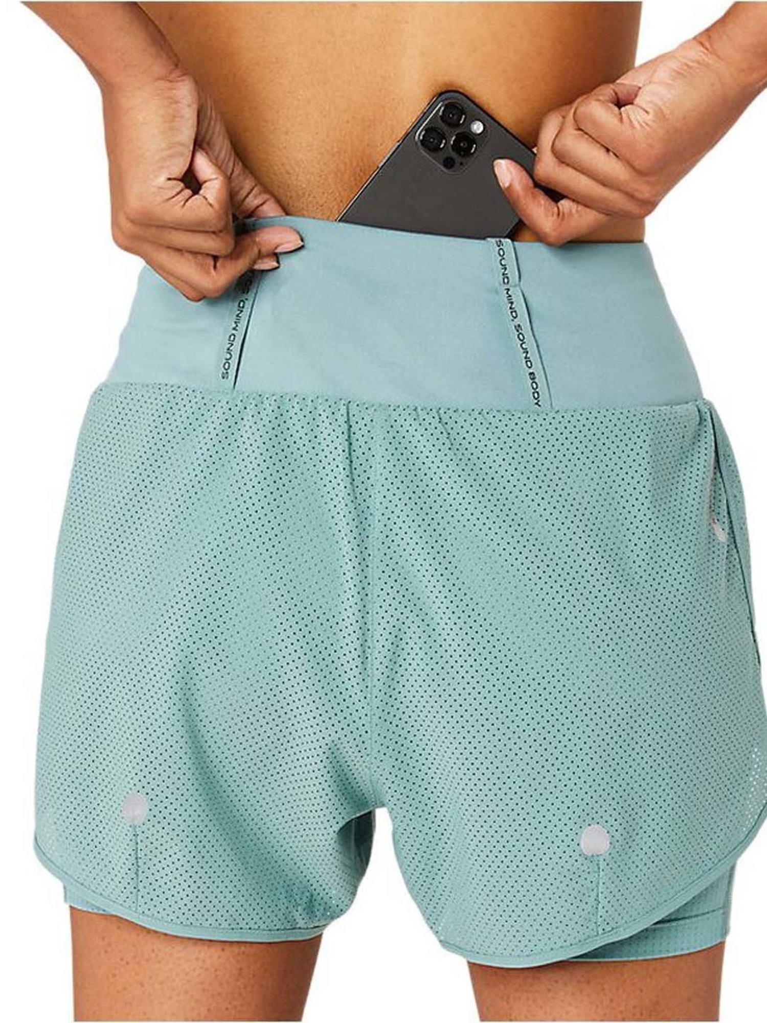 Asics Blue Mid Rise Sports Shorts