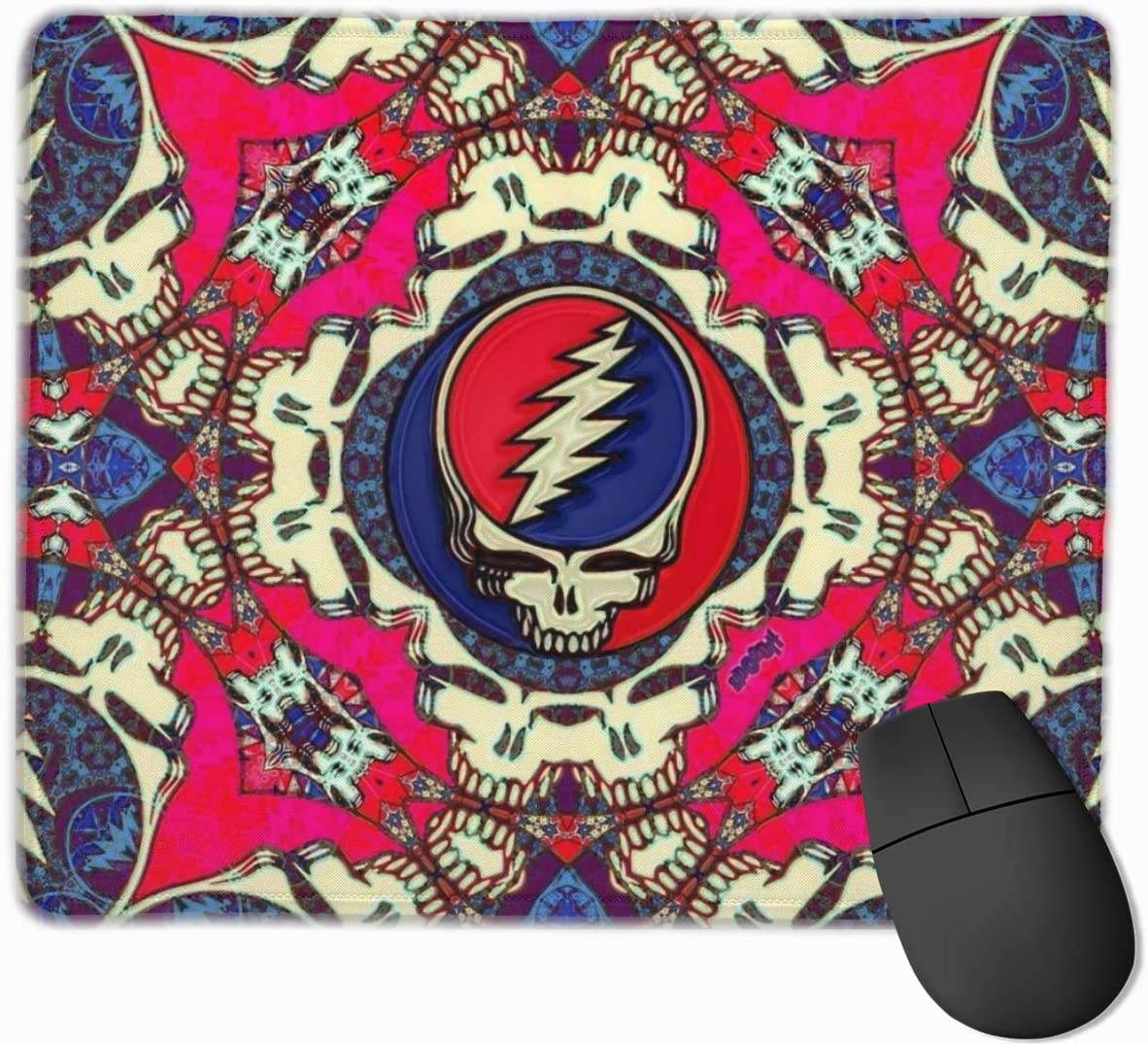 Colorful Grateful Skull Mousepad Anti-Slip Mouse Pad Mat Mice Mousepad Desktop Mouse Pad Laptop Mouse Pad Gaming Mouse Pad Dead Skulls Printed 7.1x8.7 inches/11.8x9.85 inches