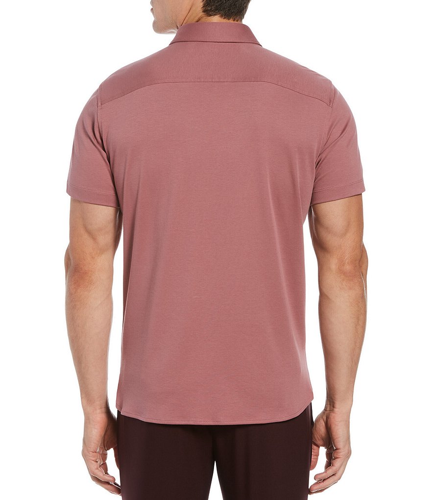 Perry Ellis Solid Interlock Stretch Short-Sleeve Woven Shirt