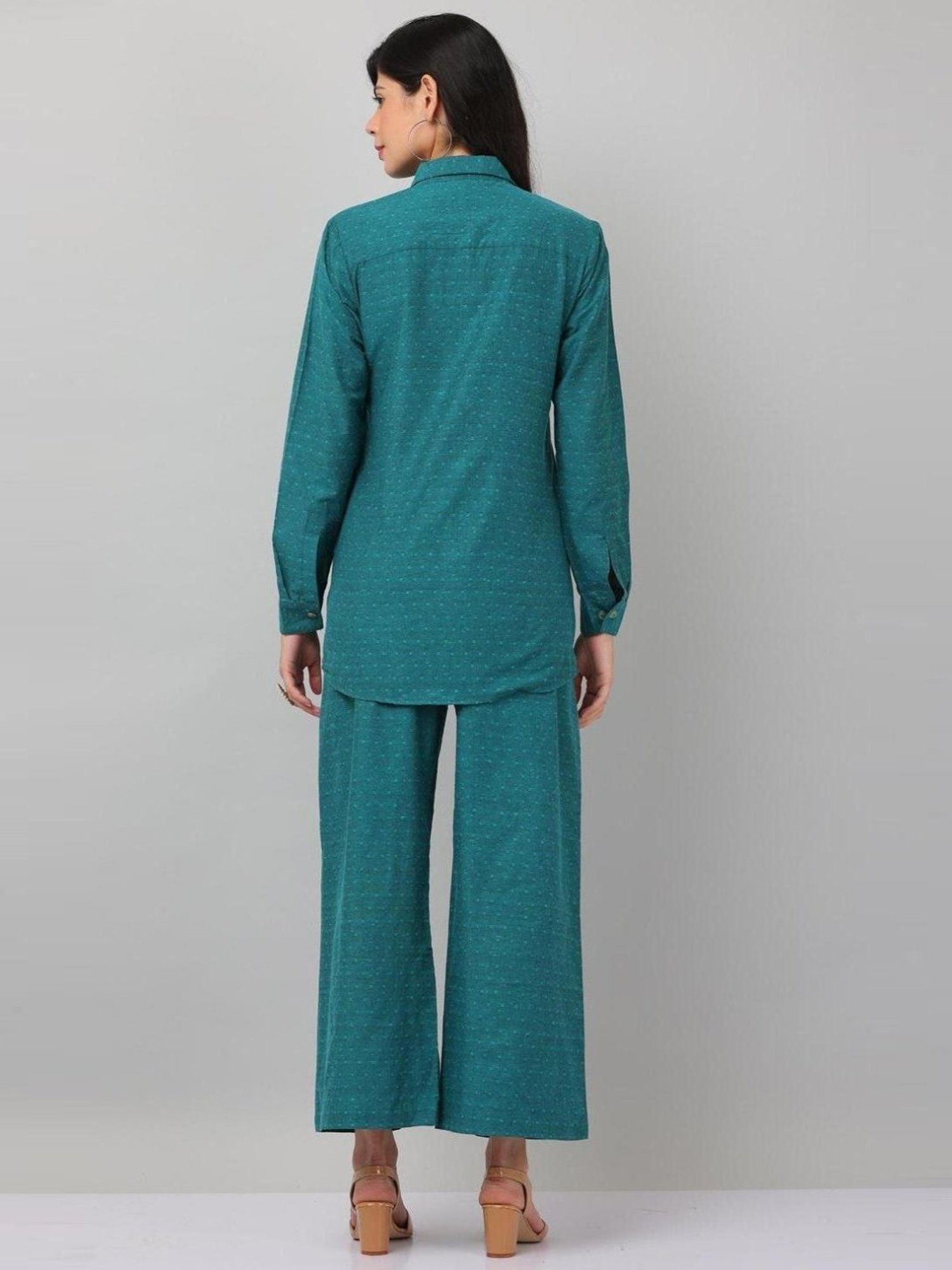 Kaanchie Nanggia Green Causal Wear Shirt and Pant Set