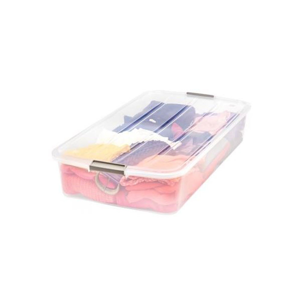 IRIS 50 Quart Underbed Buckle Up Box, Clear