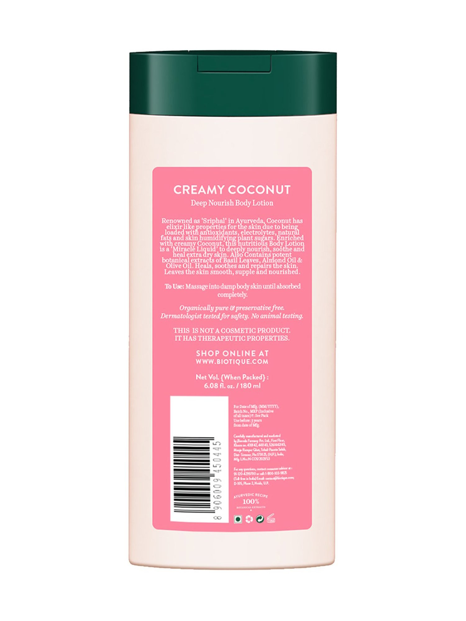 Biotique Creamy Coconut Deep Nourish Body Lotion - 180 ml