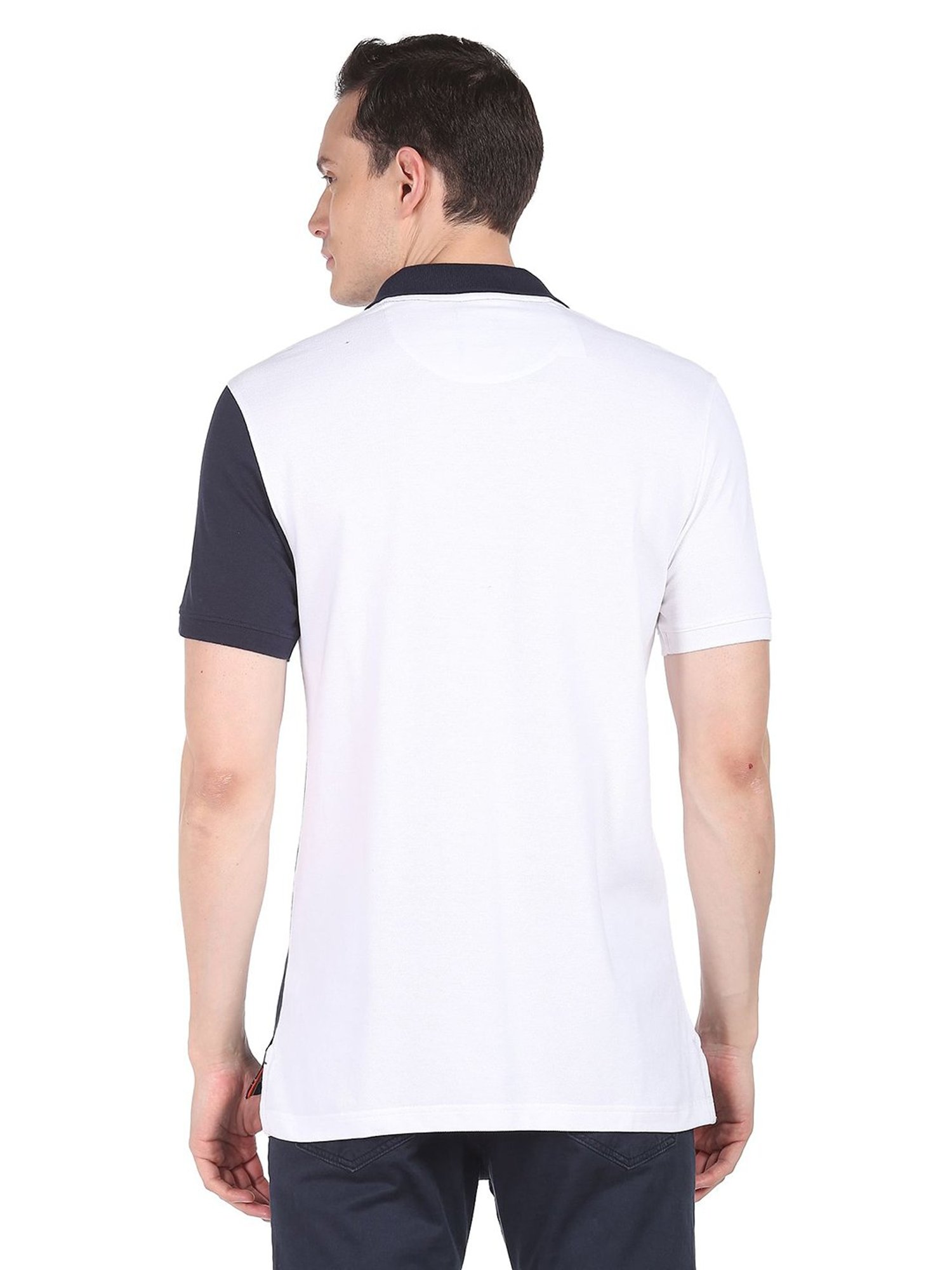 AD by Arvind White & Navy Polo T-Shirt