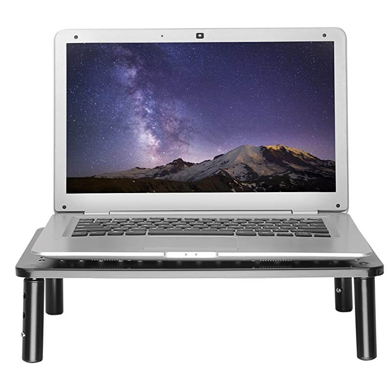 Pack Premium Laptop PC Monitor Stand with Sturdy, Stable Black Metal Construction. Fashionable Riser Height Adjustable with Non-Skid Rubber. Perfect for Computer Monitor iMac Stand or Computer Shelf
