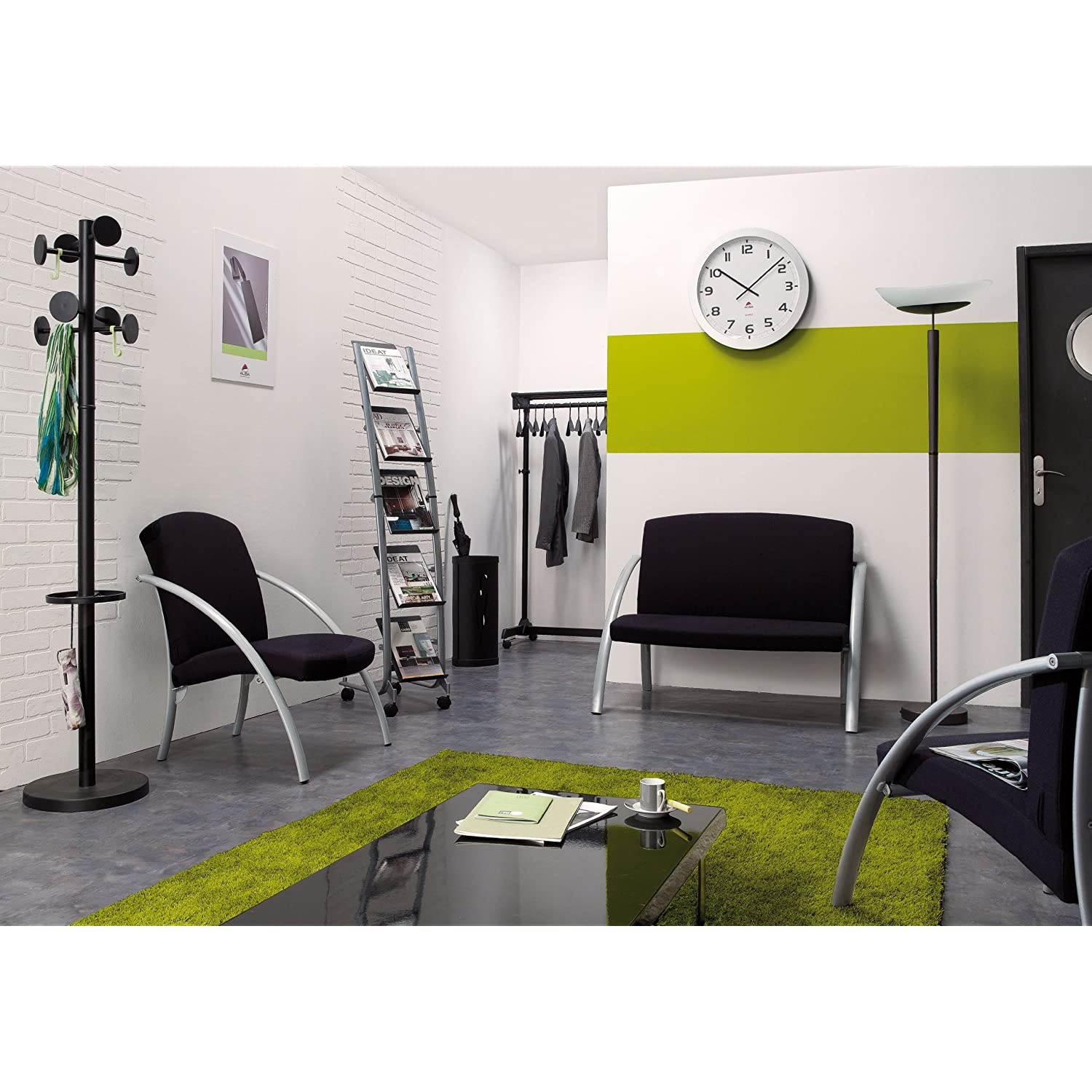 Alba Coat Stand with Umbrella Holder, 70-Inch Height, 8 Knobs, Black (PMSTAN3N)