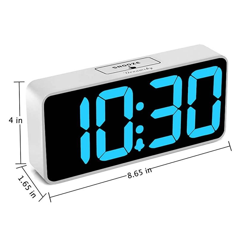 89 Inches Large Digital Alarm Clock with USB Charging Port Fully Adjustable Dimmer Battery Backup 1224Hr Snooze Adjustable Alarm Volume Bedroom Desk Alarm Clocks