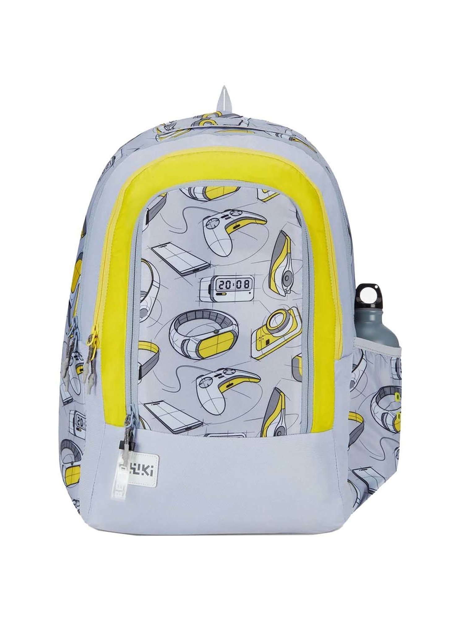 Wiki 31.5 Ltrs Grey & Yellow Medium Backpack