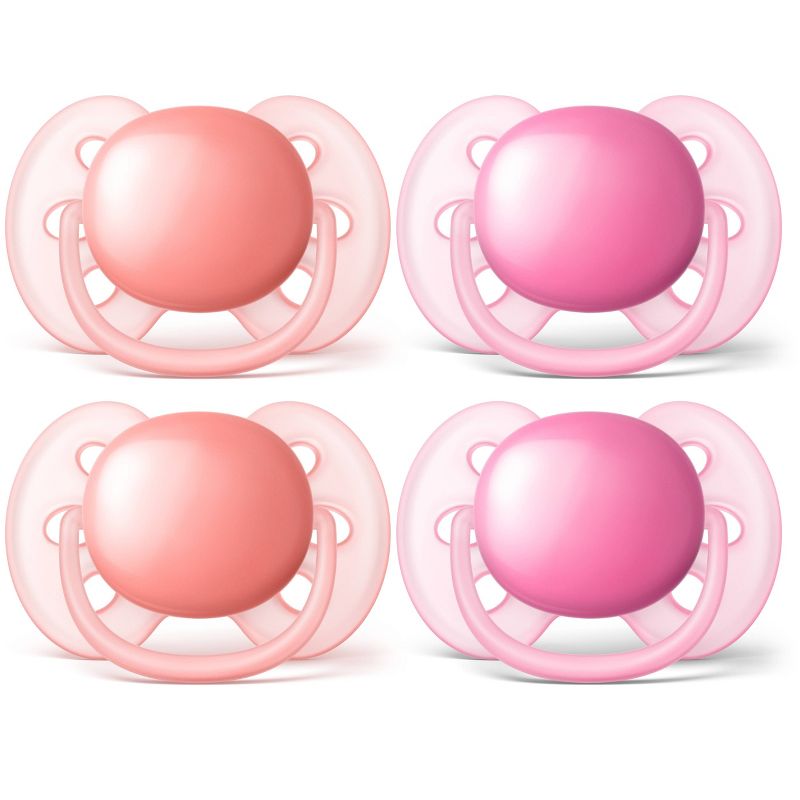 Philips Avent Ultra Soft Pacifier 6-18m - Pink/Peach - 4pk