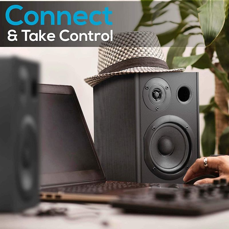 Pyle PBKSP52 Bluetooth 400W Book Shelf Home Stereo Speaker System Pair with 1 In Dome Tweeter Drivers and Engineered Wood Exterior (4 Speakers)