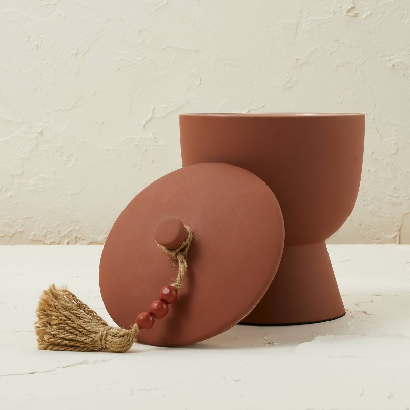 17oz Lidded Terracotta Jar 3-Wick Pink Wooded Rose Candle - Opalhouse™ designed with Jungalow™