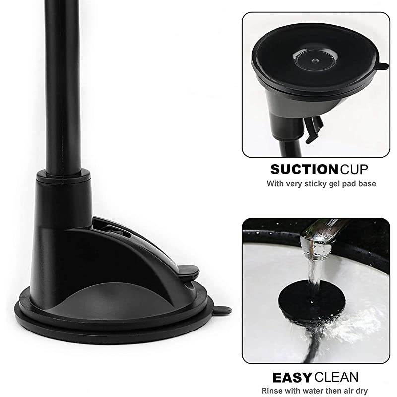 Long Arm Universal Magnetic Cradle Windshield Dashboard Cell Phone Mount Holder with 4 Metal Plates, Soft Firm Goose Arm and Enhanced Suction Cup