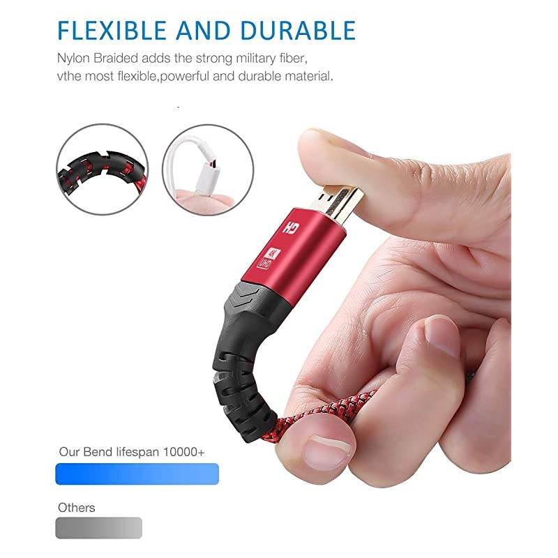 4K 60HZ Red 6.6ft HDMI Cable, 18Gbps High Speed HDMI 2.0 Braided Cord-Supports (4K 60Hz HDR,Video 4K 2160p 1080p 3D HDCP 2.2 ARC-Compatible with Ethernet Monitor HDTV