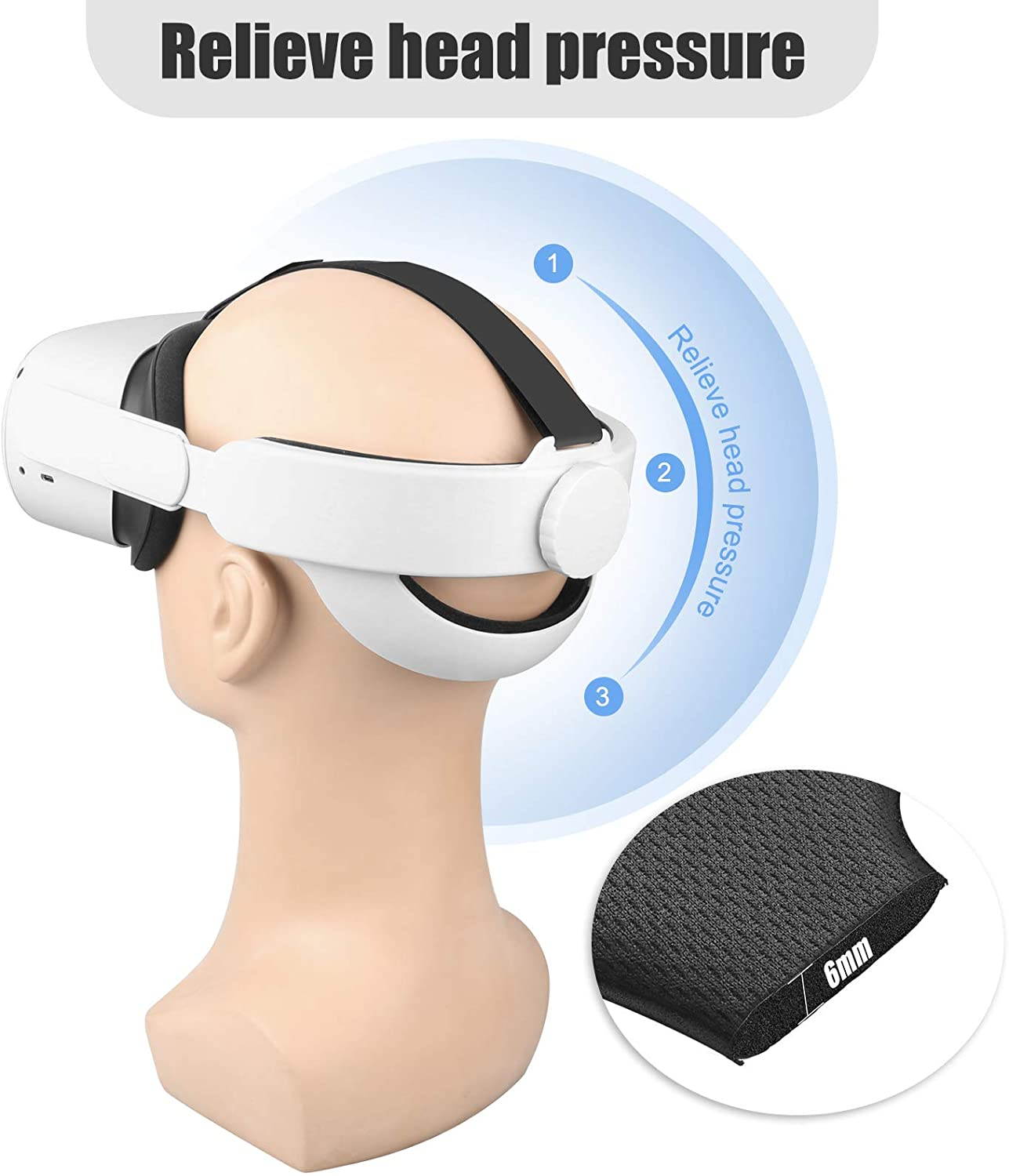 Adjustable Head Strap for Oculus Quest 2 Headband Replacement for Oculus Quest 2 Elite Strap,Enhanced Comfort and Support Oculus Quest 2 Accessories (White)