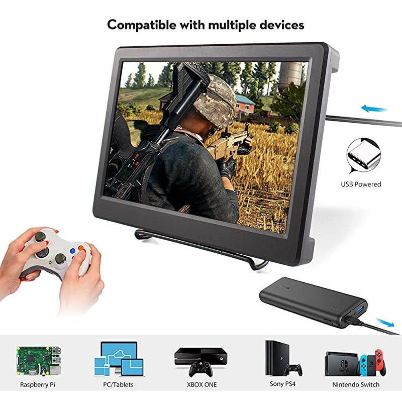 2K Portable Monitor 10.1 Inch Portable Display Raspberry Pi Screen IPS 2560x1600 QHD with HDMI DP Port Compatible with Raspberry Pi Windows PC Game Console