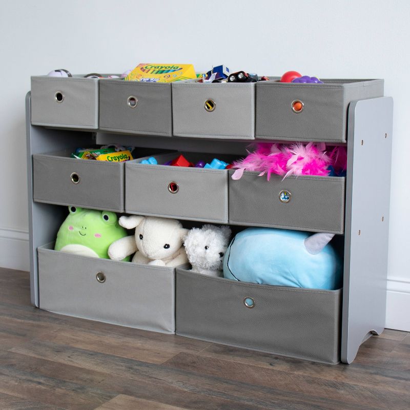 Camden Fabric Toy Organizer with 9 Storage Bins Gray - Humble Crew