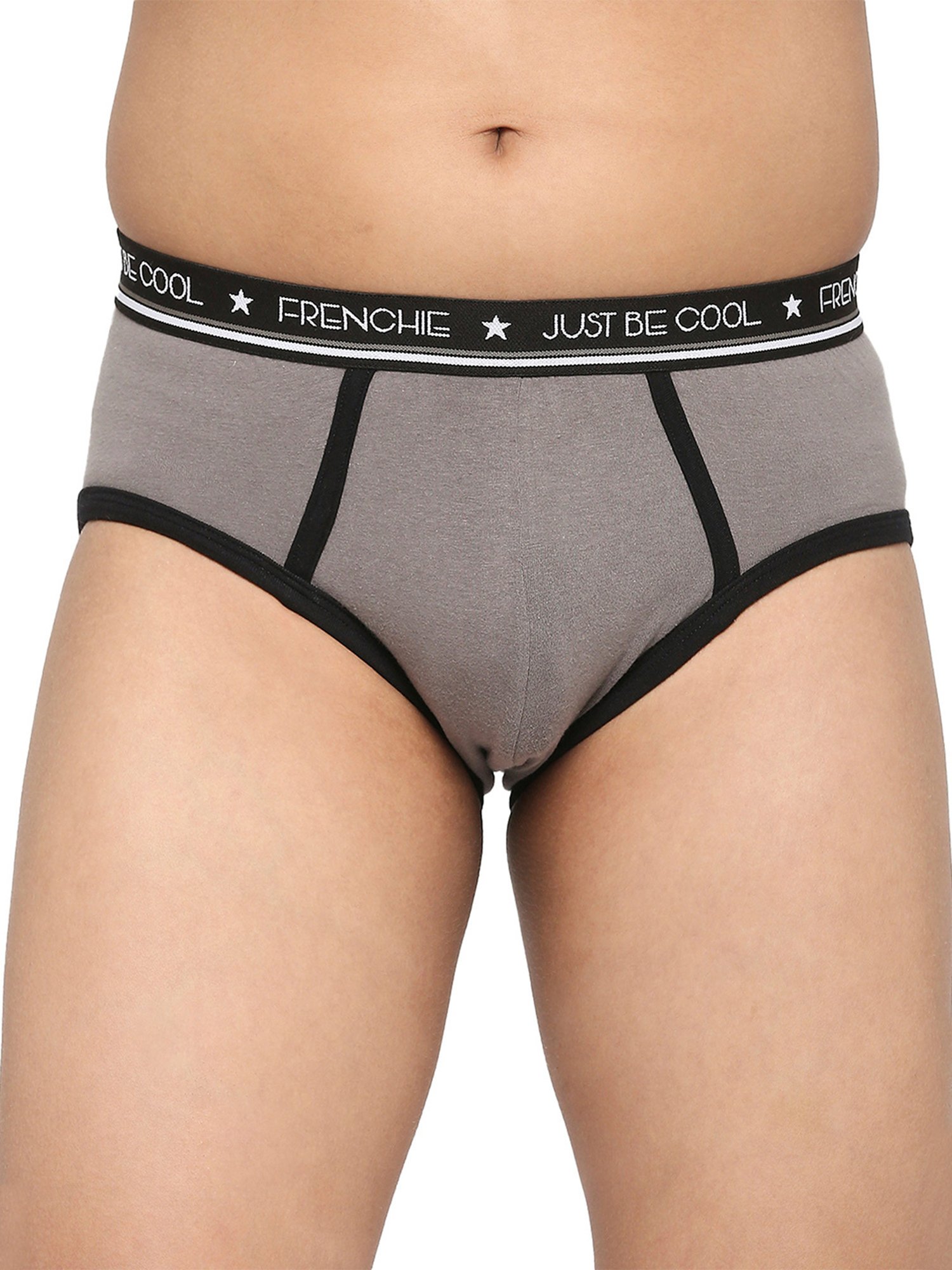 Frenchie Kids Blue & Grey Solid Briefs (Pack Of 2)
