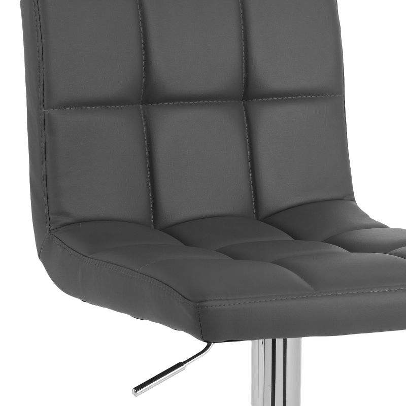 Set of 2 Medium Back Adjustable Bonded Leather Barstool Dark Gray - CorLiving
