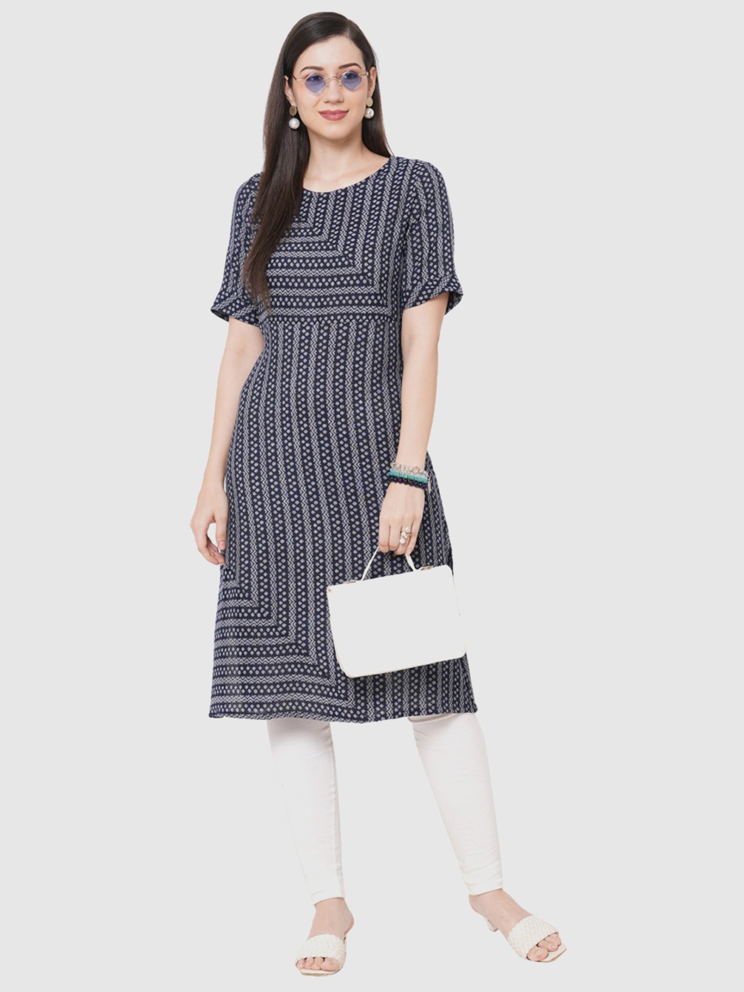 Fusion Beats Black Printed Straight Kurta