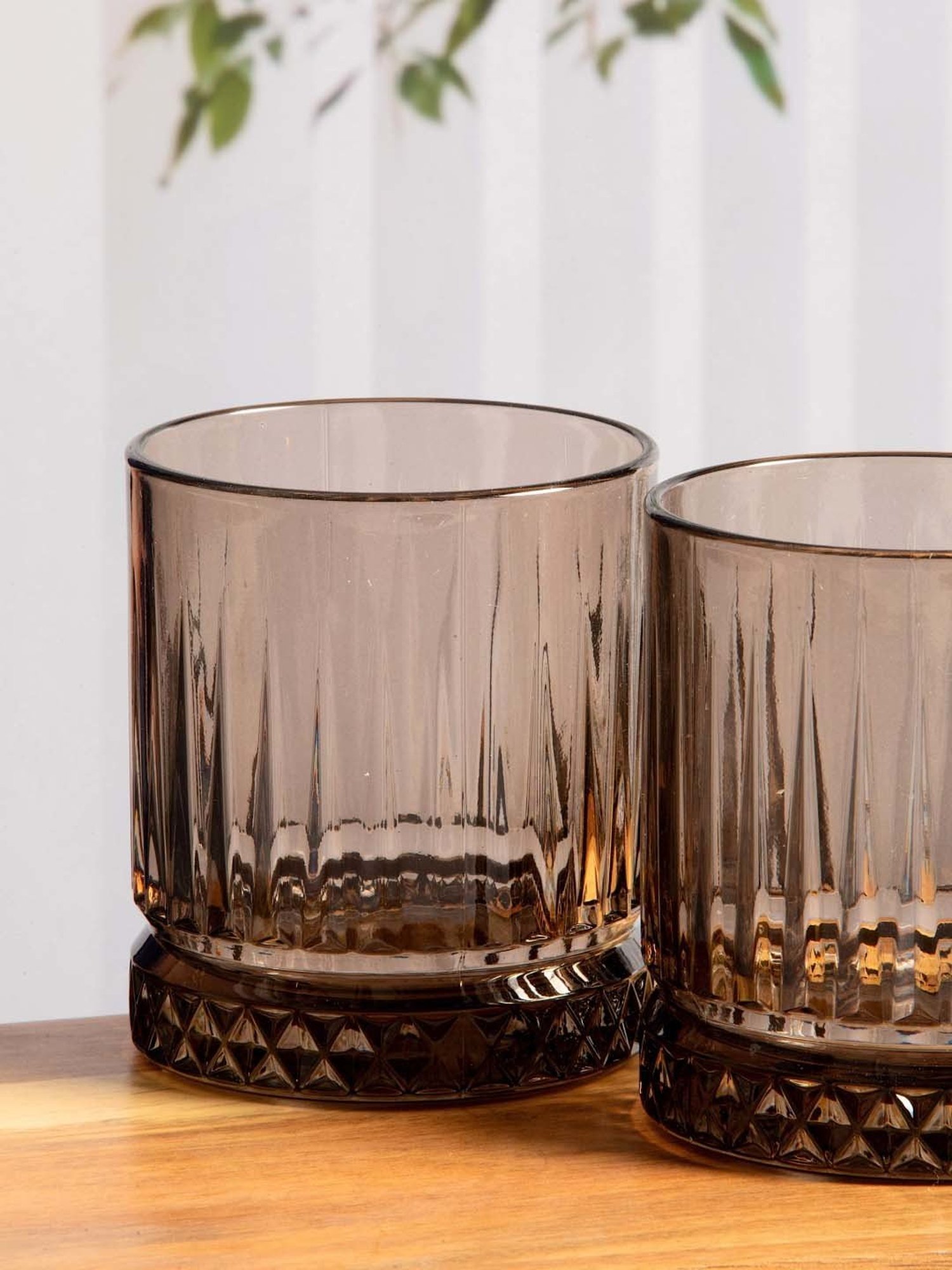 Pasabahce Elysia Brown Glass Whiskey Tumbler (0.355 L) - Set of 4