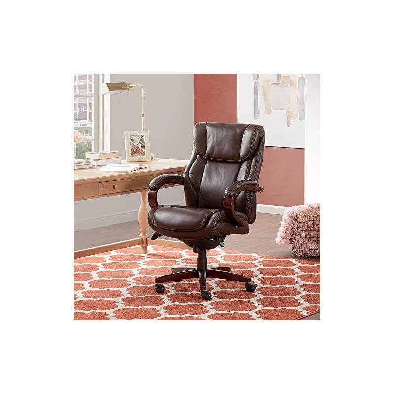 Bellamy Bonded Leather Executive Office Chair with Memory Foam Cushions, Brown