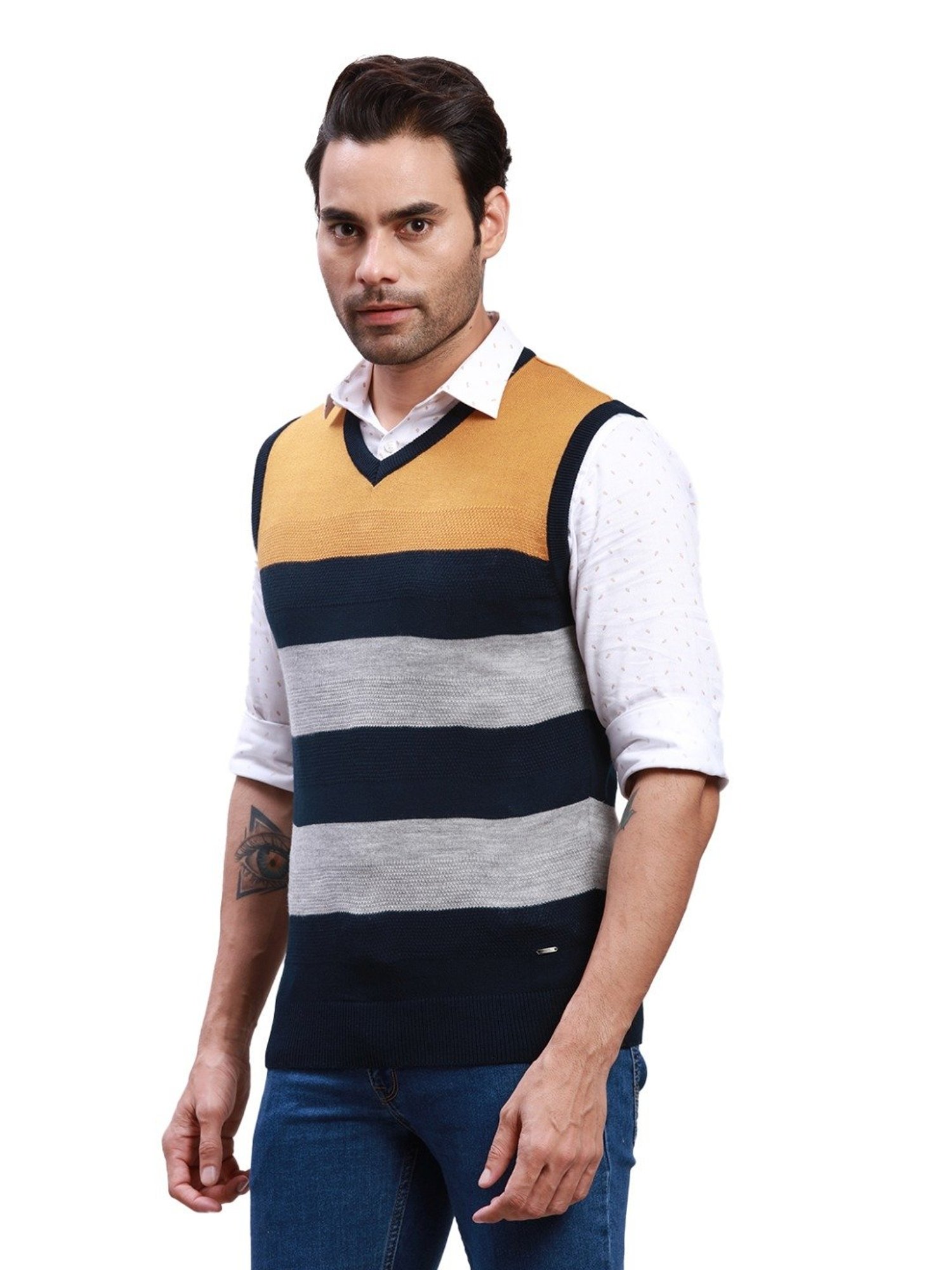 Duke Wine Self Striped Sweater