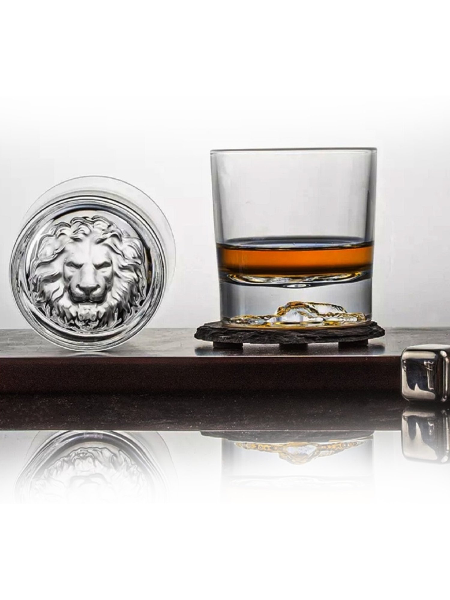 Melbify Lion Transparent Whiskey Glass 300ml - Set of 2