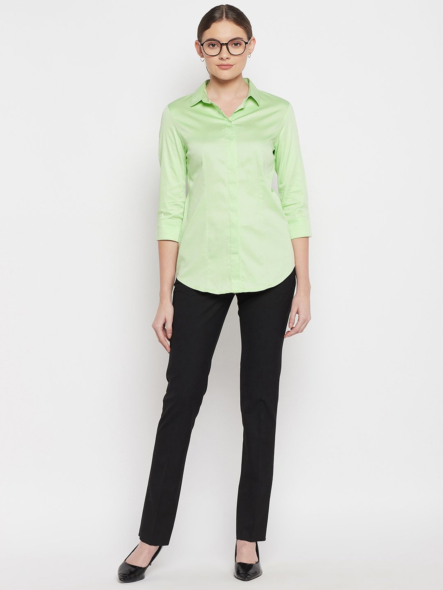 Crozo By Cantabil Green Cotton Shirt