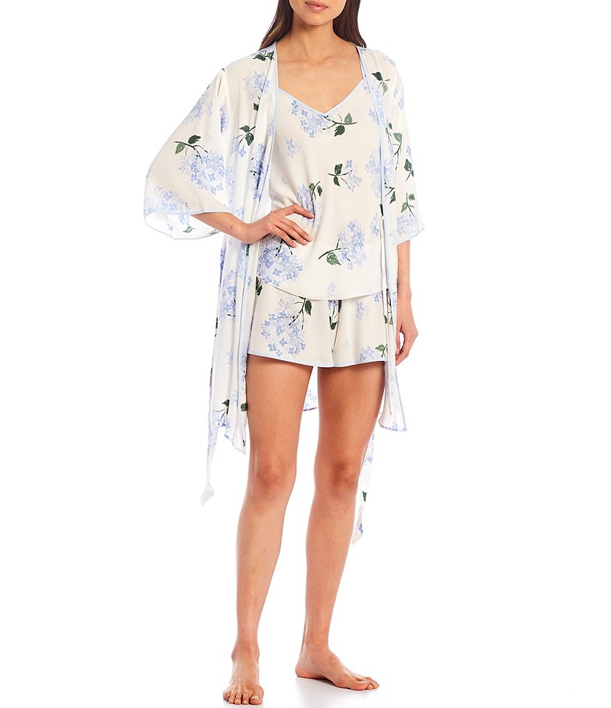 Flora Nikrooz Kylie Charmeuse & Lace Short Wrap Robe