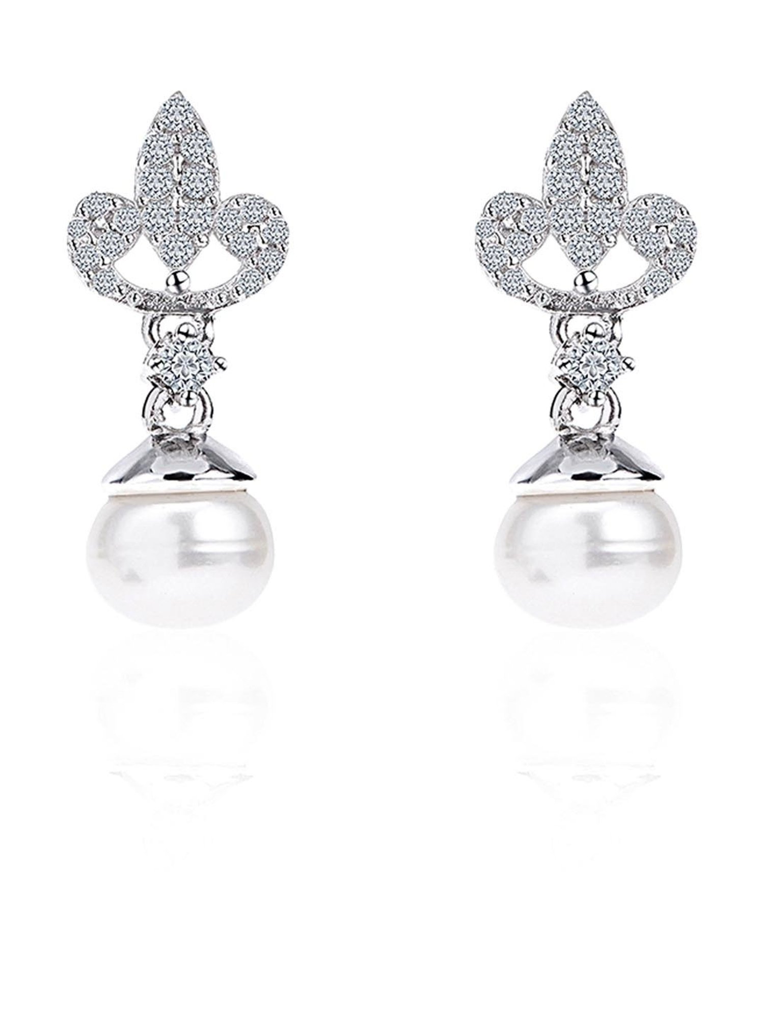 March by FableStreet Zircon ded Natural Pearl 92.5 Sterling Silver Drop Earrings