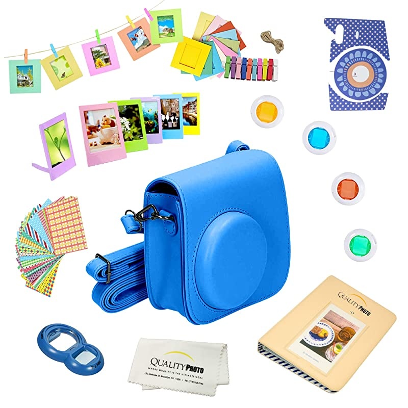 Instax Mini 9 Camera + Fuji INSTAX Instant Film (40 Sheets) + 14 PC Instax Accessories kit Bundle, Includes; Instax Case + Album + Frames & Stickers + Lens Filters + More (Flamingo Pink)
