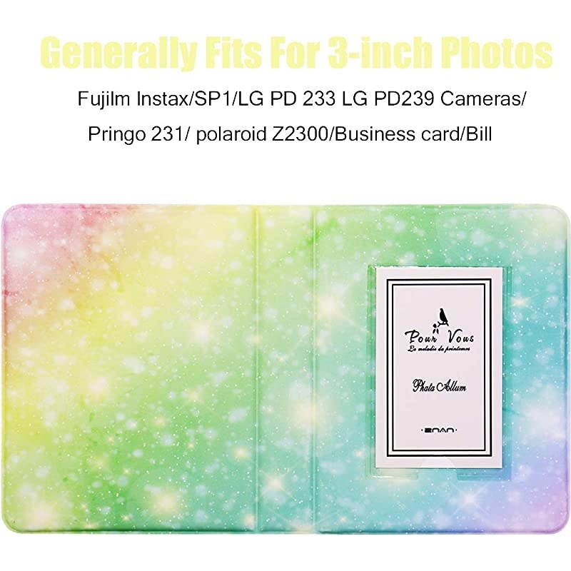 2x3 Inch Photo Paper Film Album Set for Fujifilm Instax Mini Camera, Polaroid Snap, Z2300, SocialMatic Instant Cameras & Zip Instant Printer (Galaxy-3, 64 Pockets)