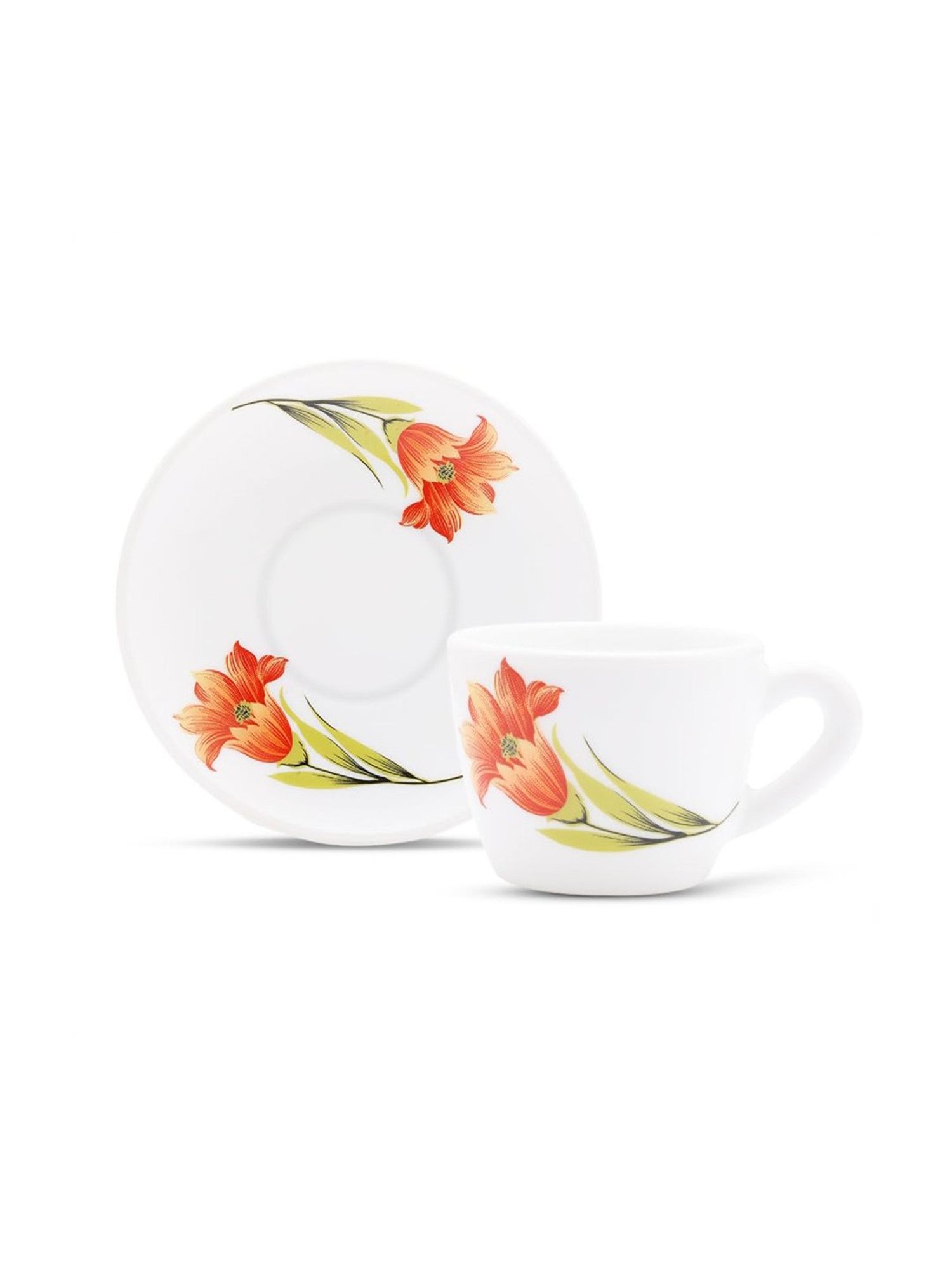 India Circus Floral Blue Bone China Cup Saucer (Set of 8)