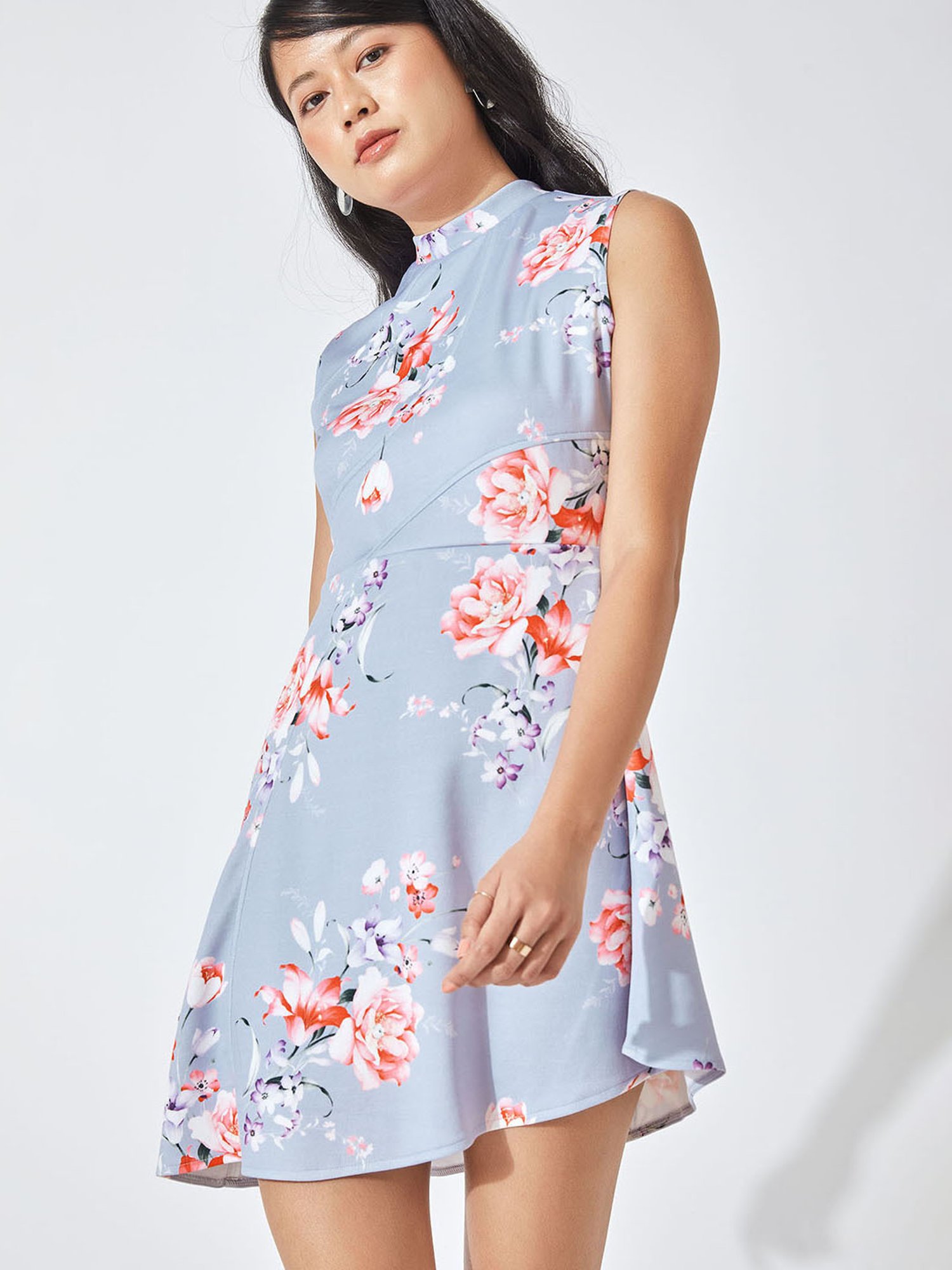 The Label Life Blue Floral Skater Dress
