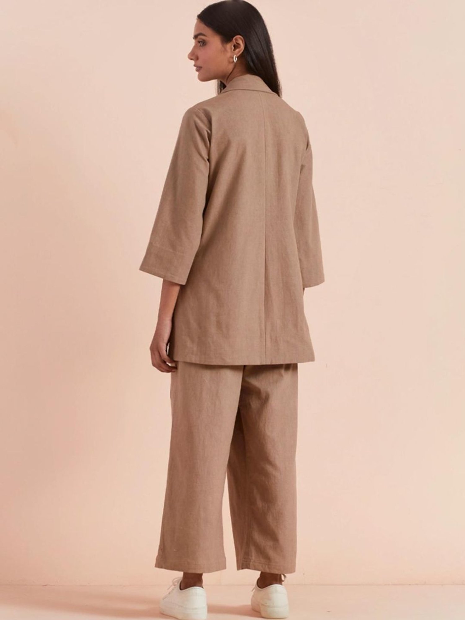 Priya Chaudhary Beige Yasha Twill Cotton Pant