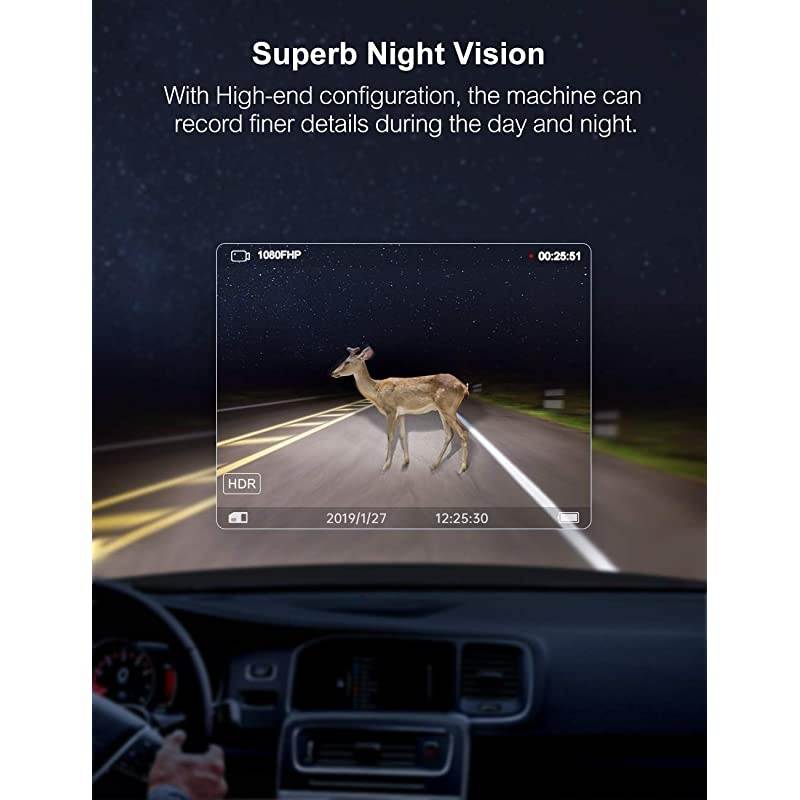 Dashcams for Cars |  Dash Cam 1080P HD | 170&deg; Car Dash Camera | Dashboard Camera | Video Recorder for Cars | Super Night Vision DVR | Parking Mode | G-Sensor | HDR | Loop Recording