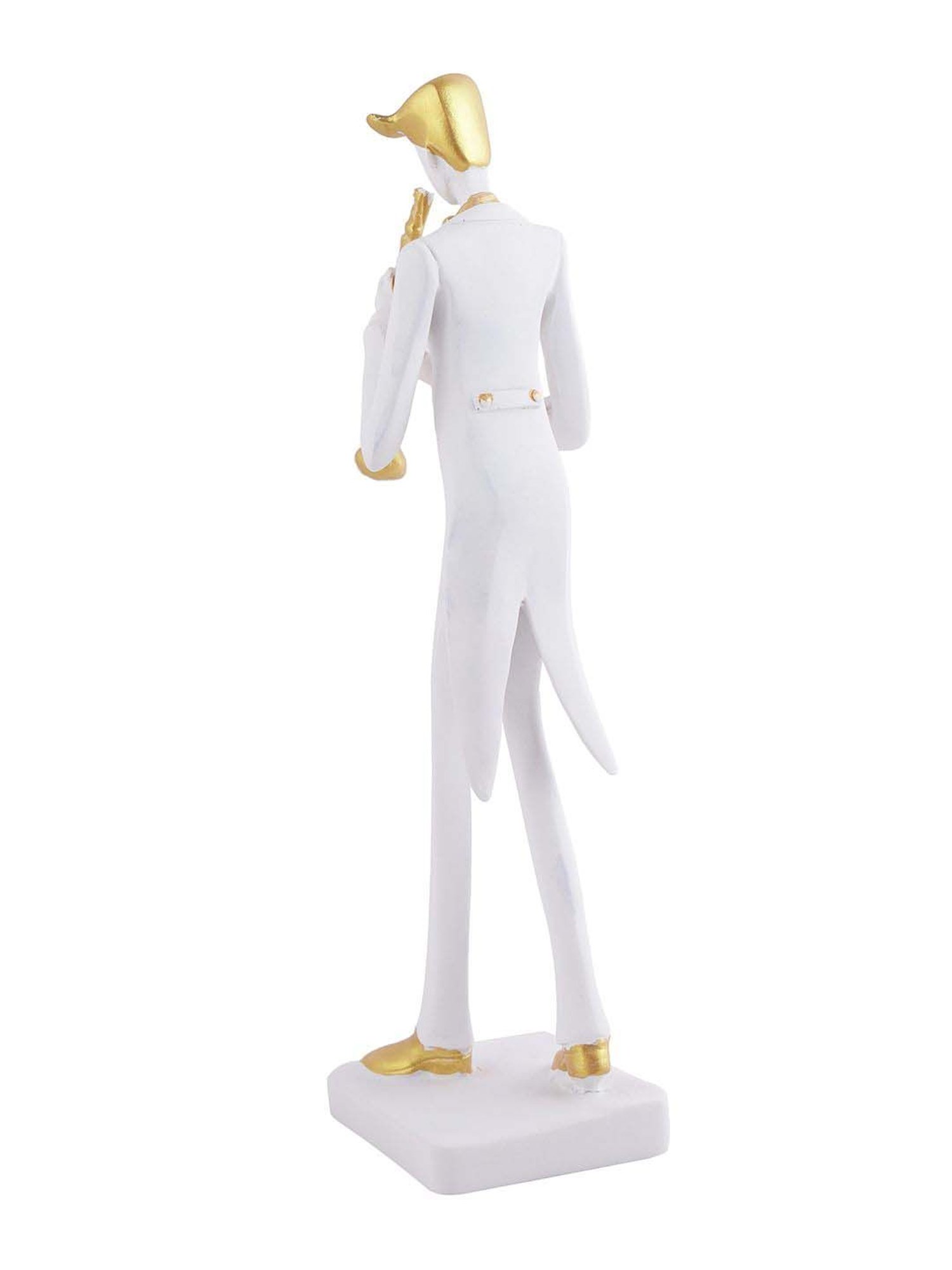 Tayhaa White & Golden Resin Playing Trumpet Musician Statue