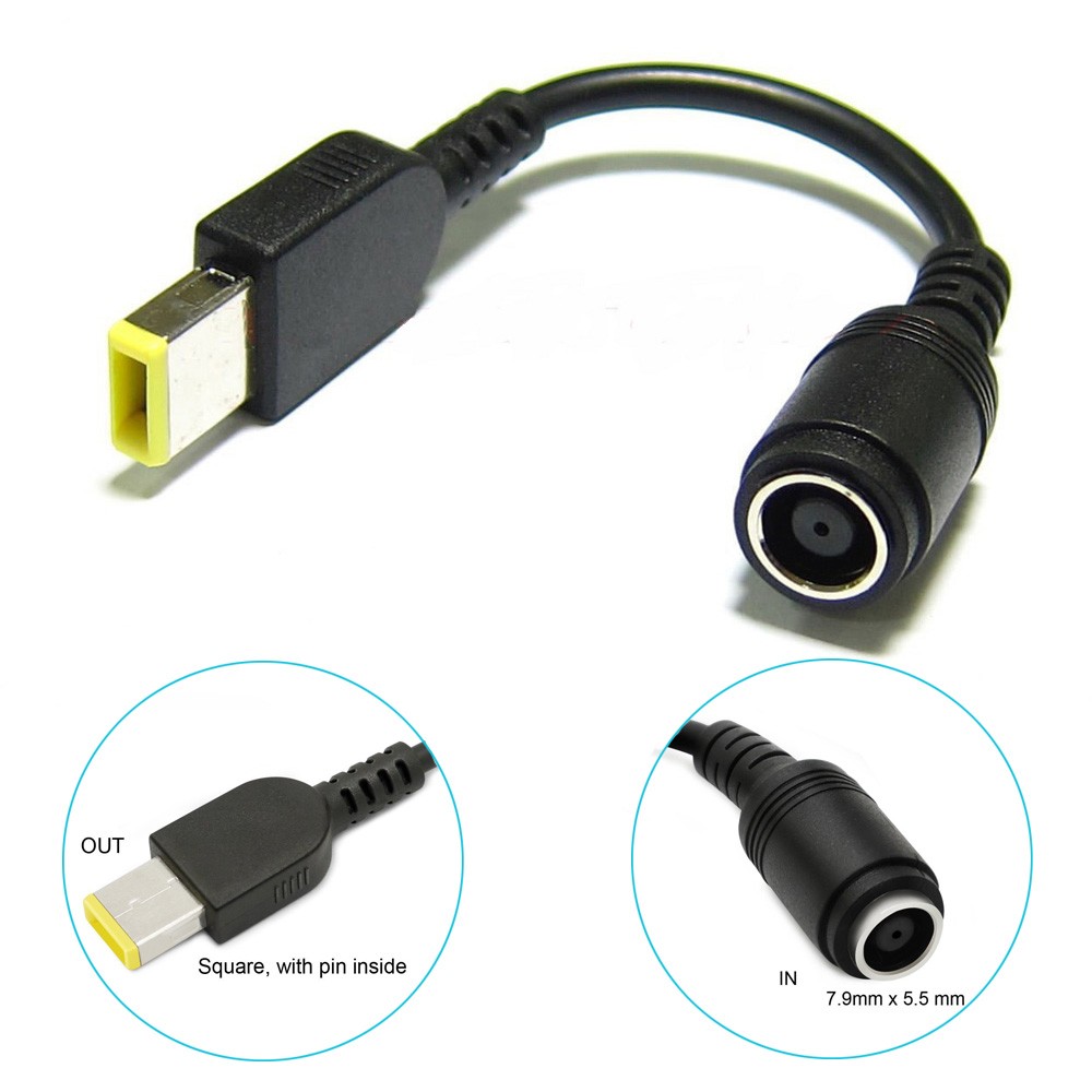 5-Pack 20V AC Charger Power Supply Adapter Converter Cable Cord for Lenovo ThinkPad T440 T440p T440s T540p, X1 Carbon, X140e, X240 Yellow Square Plug with Pin to 7.9*5.5mm Round Tip DC Jack