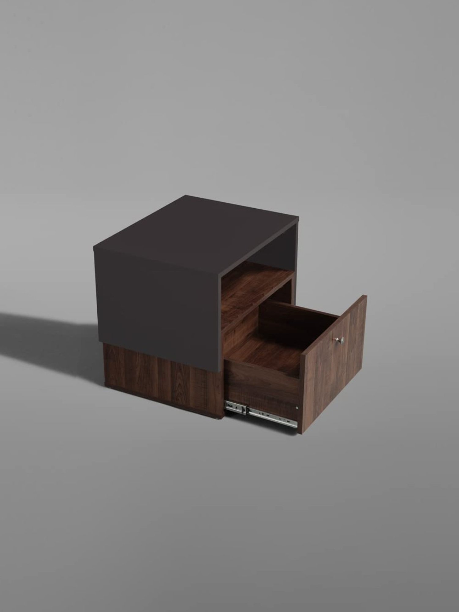 Sleepyhead Pal Dark Brown & Slate Grey Engineered Wood Bedside Table