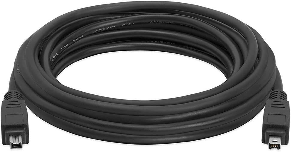 15FT FireWire Cable 4 Pin to 4 Pin Male to Male iLink DV Cable Firewire 400 IEEE 1394 Cord for Computer Laptop PC to JVC Sony Camcorder - 15 Feet Black